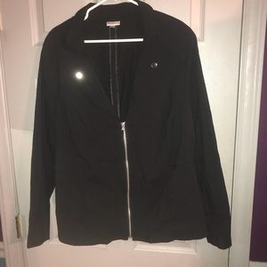 Black padded shoulder half zip light jacket